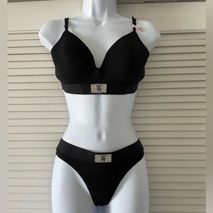 Victorias Secret Rhinestone t-shirt bra and thong